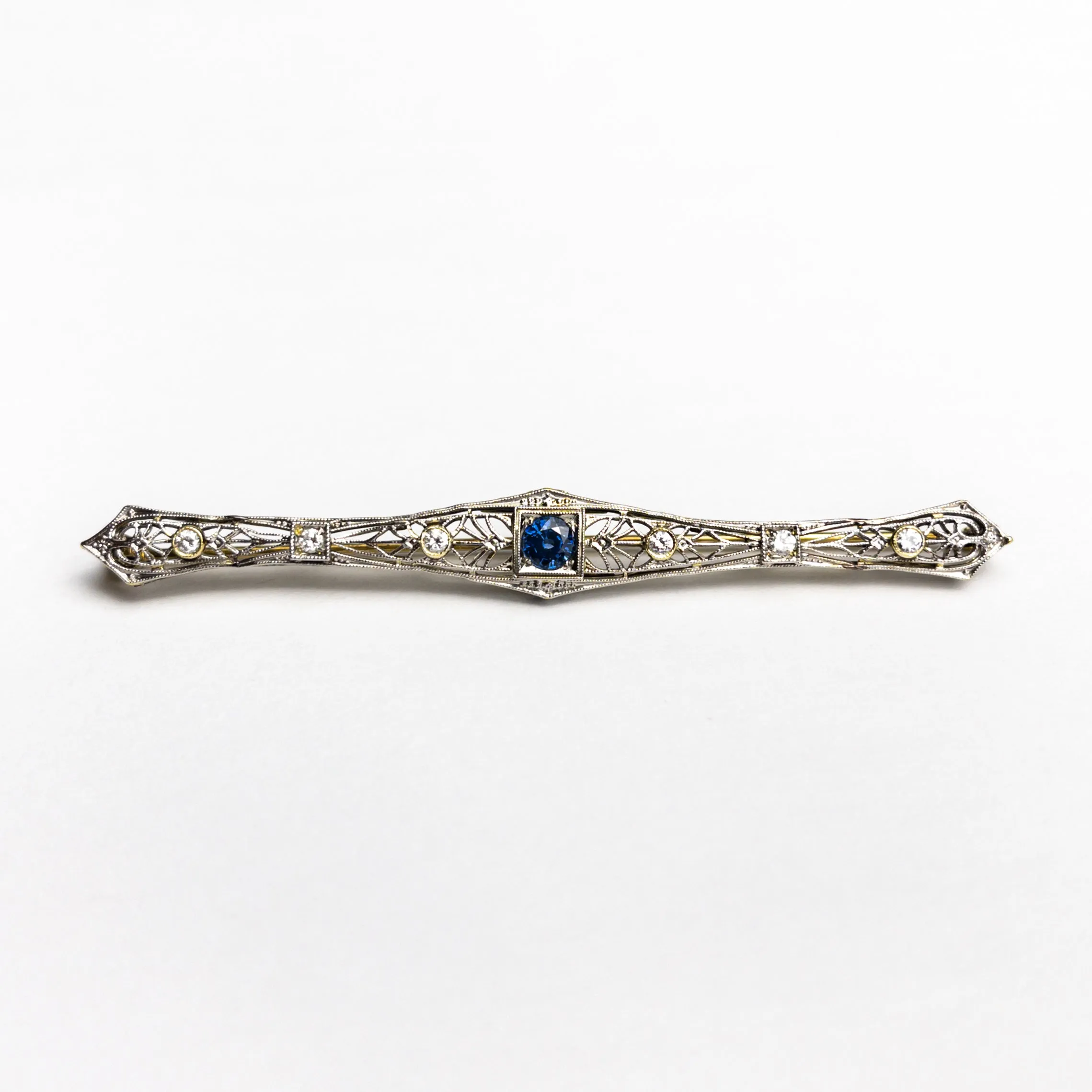 0.48ct Round Brilliant Sapphire 14K Yellow and White Gold Brooch 22756-01