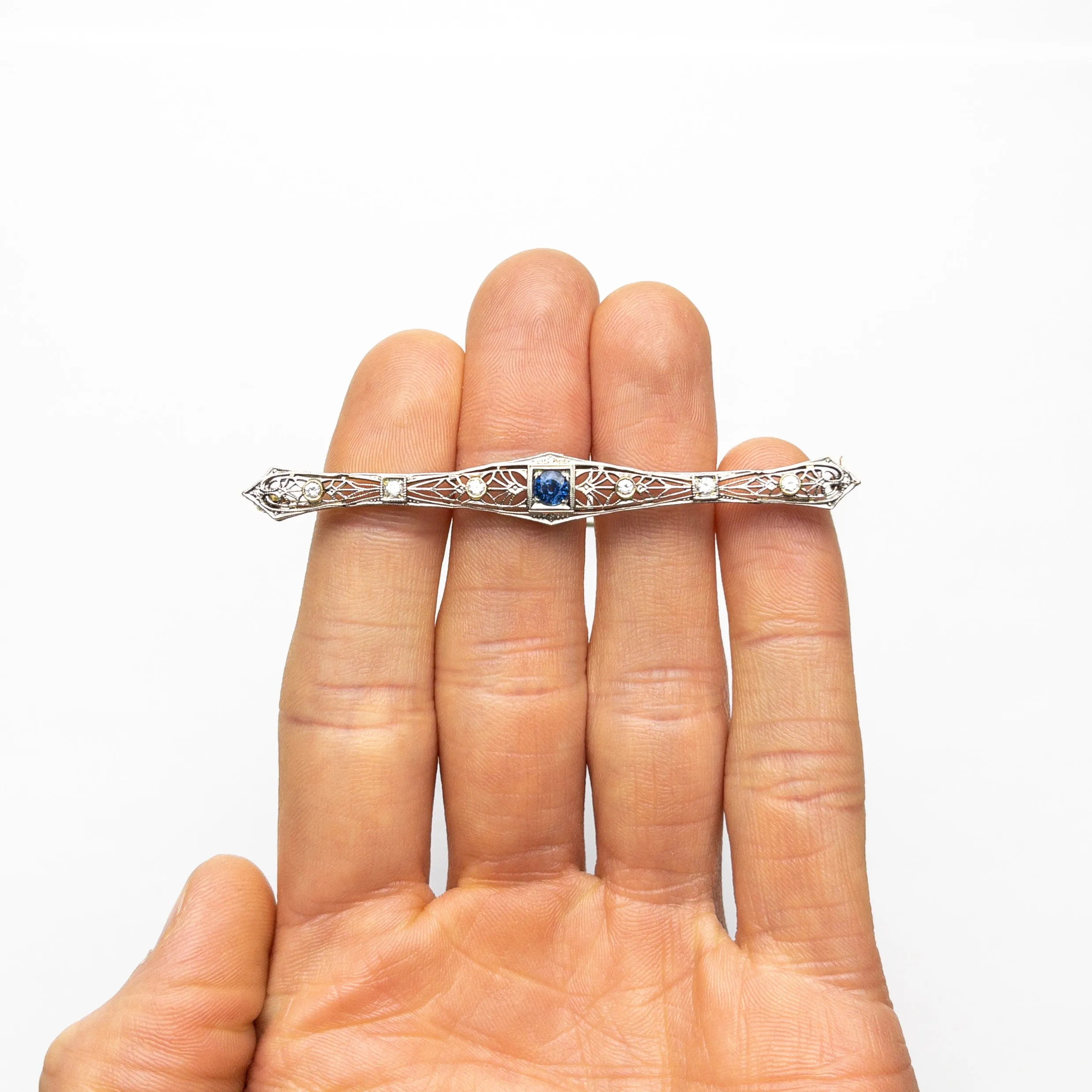 0.48ct Round Brilliant Sapphire 14K Yellow and White Gold Brooch 22756-01