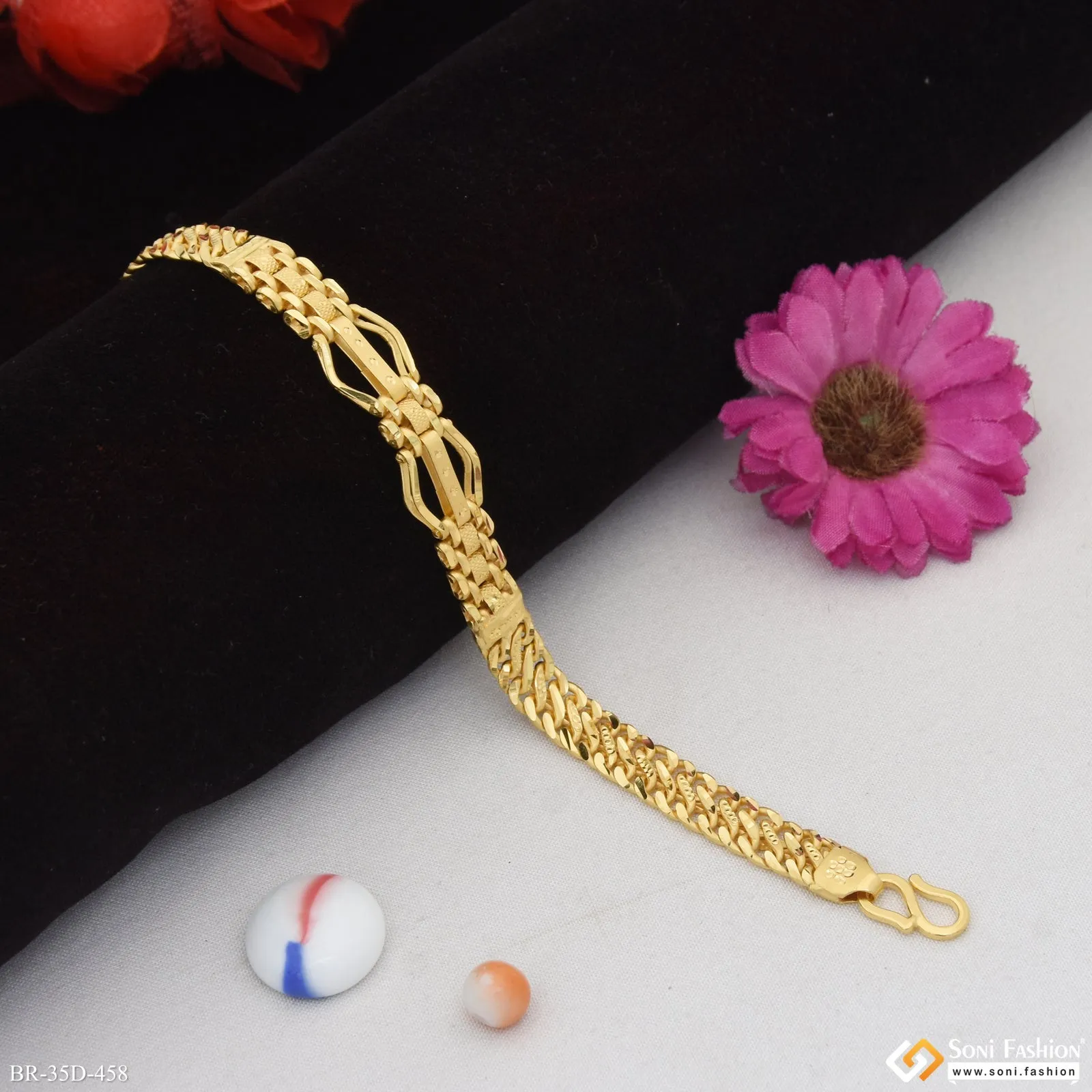 1 Gram Gold Plated Amazing Design Bracelet for Men - Style D458