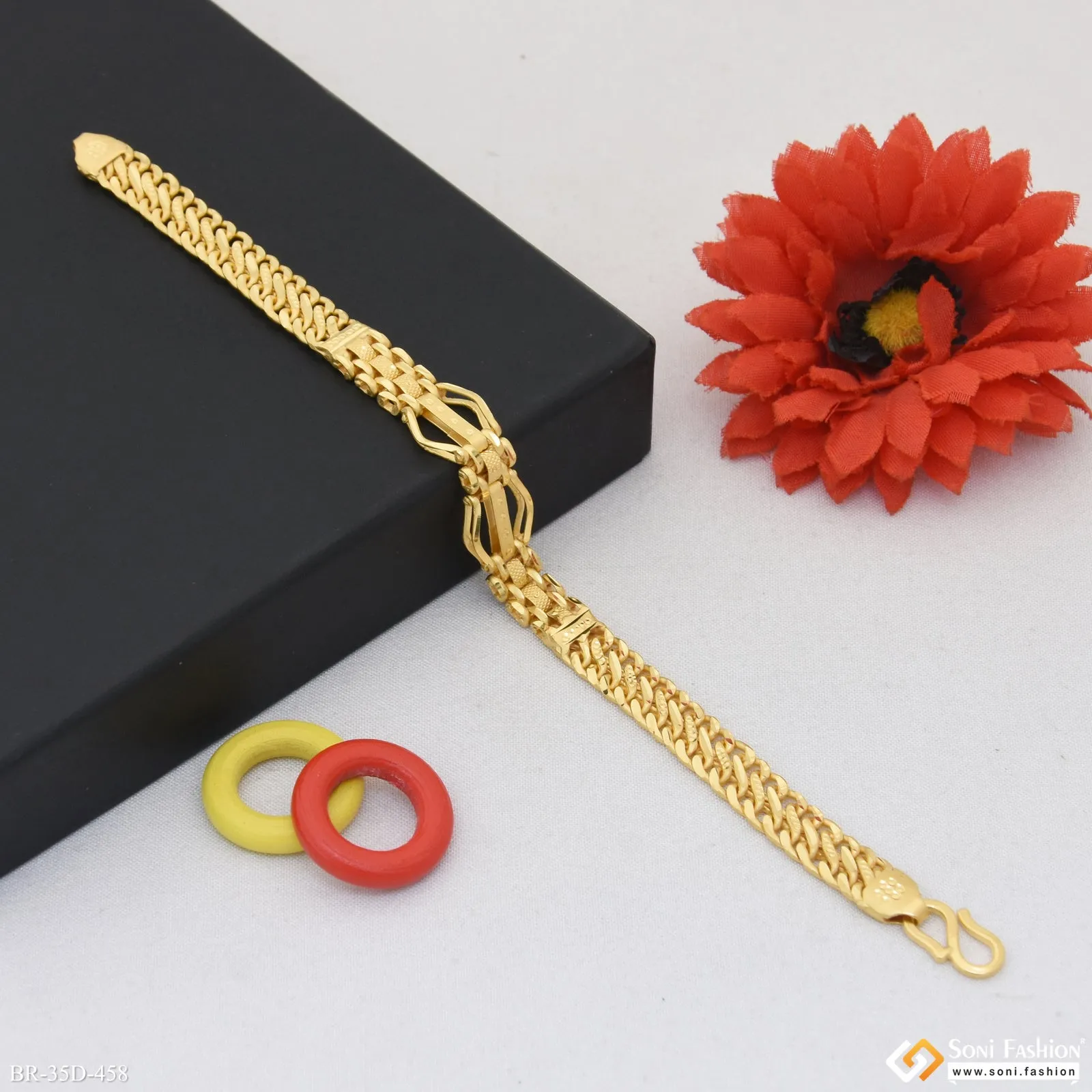 1 Gram Gold Plated Amazing Design Bracelet for Men - Style D458