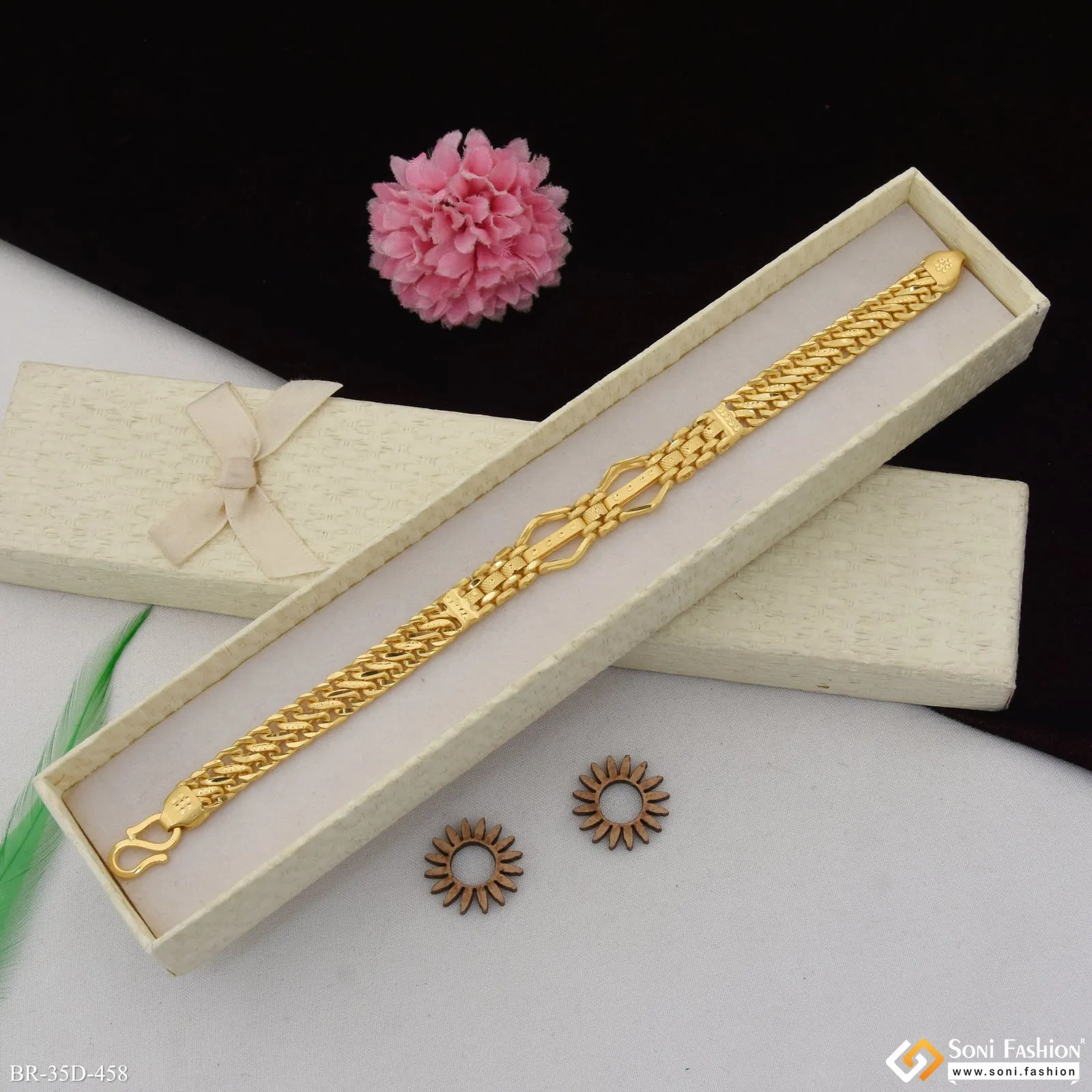 1 Gram Gold Plated Amazing Design Bracelet for Men - Style D458