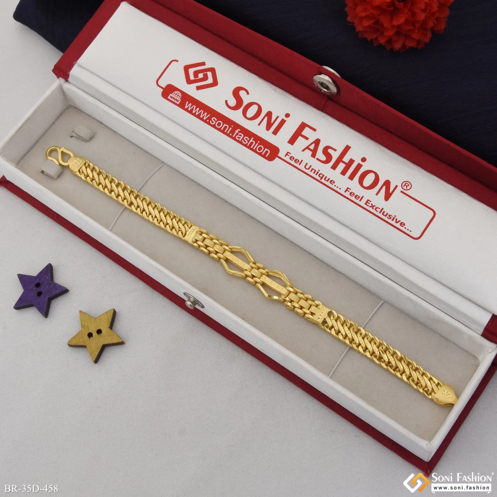 1 Gram Gold Plated Amazing Design Bracelet for Men - Style D458