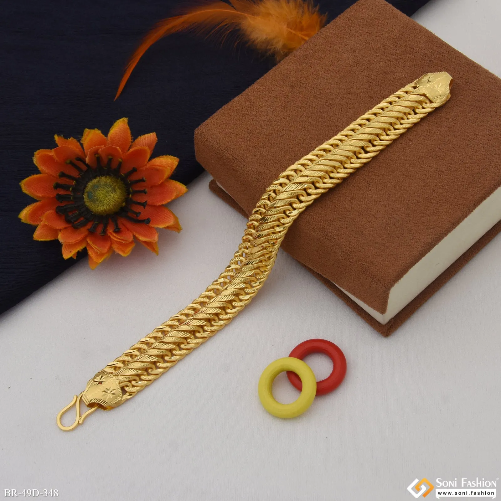 1 Gram Gold Plated Amazing Design Link Bracelet for Men - Style D348