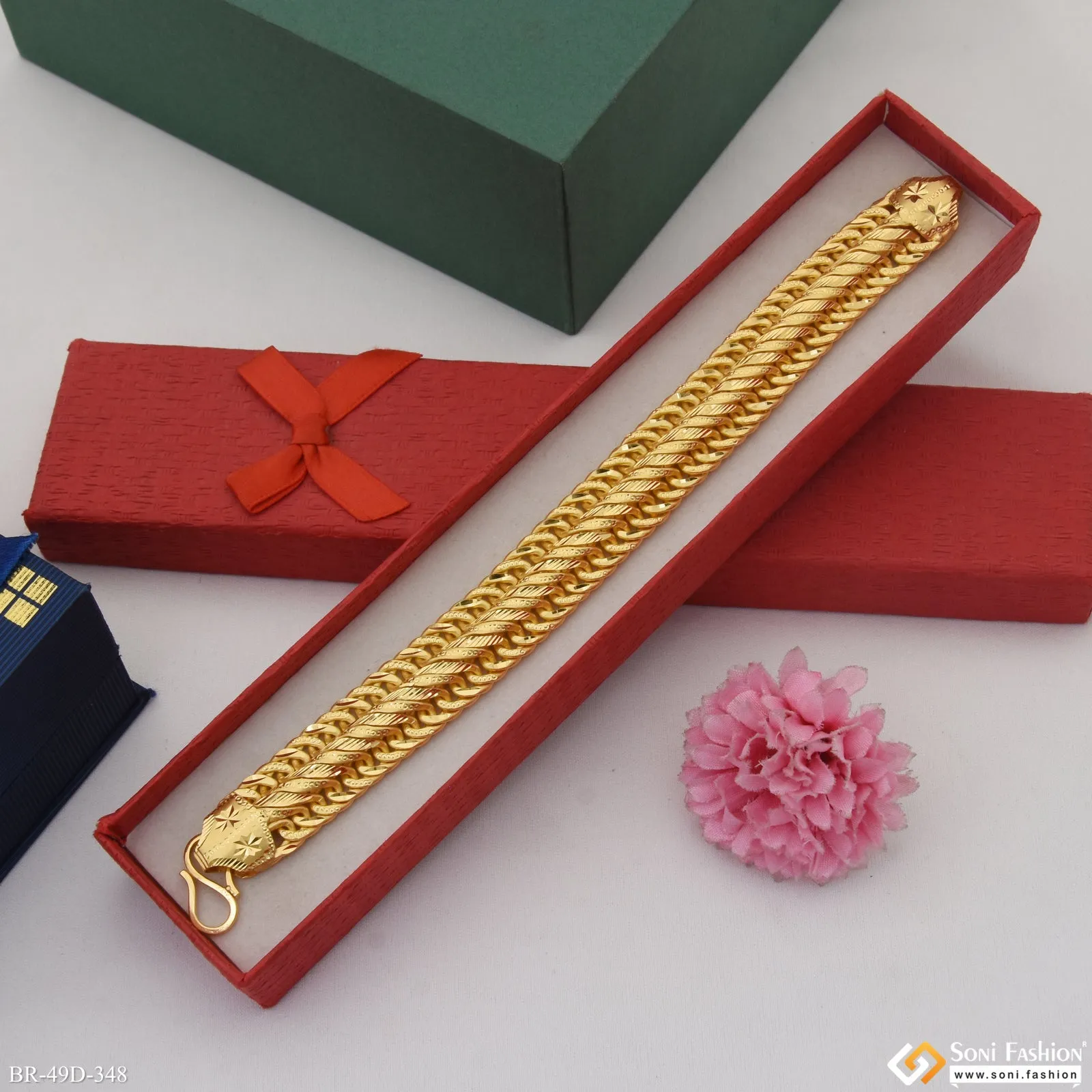 1 Gram Gold Plated Amazing Design Link Bracelet for Men - Style D348