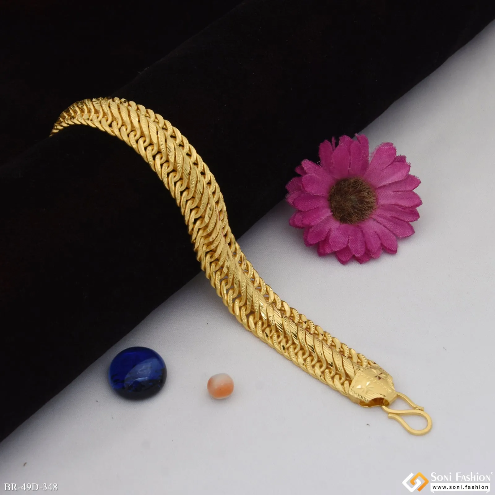 1 Gram Gold Plated Amazing Design Link Bracelet for Men - Style D348