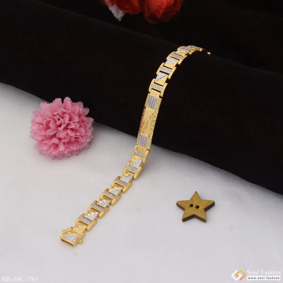 1 Gram Gold Plated Jaguar With Diamond Awesome Design Bracelet For Men - Style C785