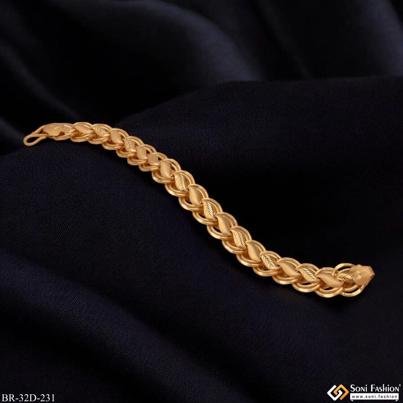 1 Gram Gold Plated Kohli Fashionable Design Bracelet for Men - Style D231