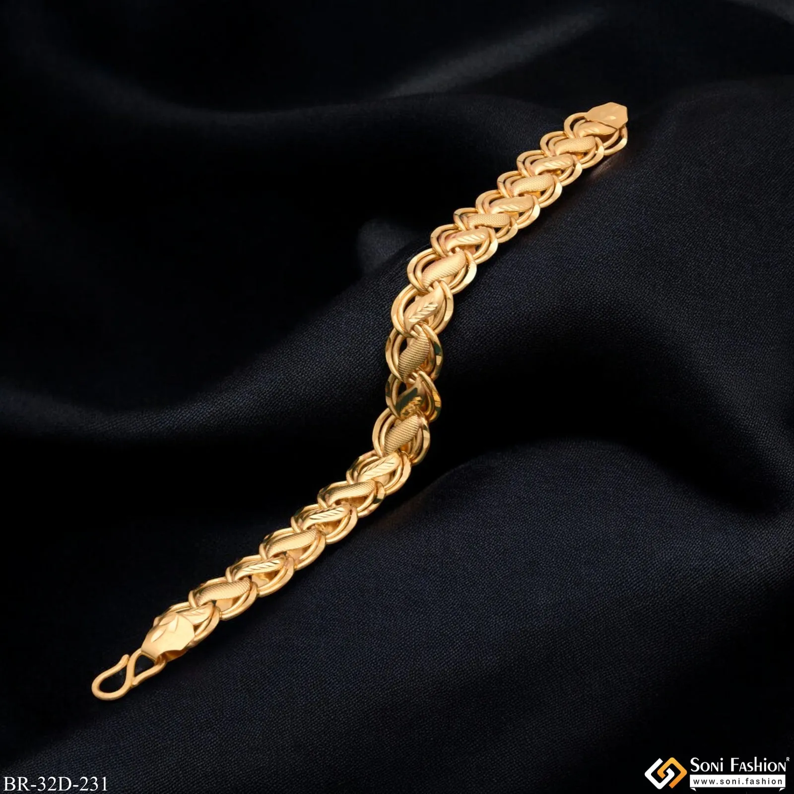 1 Gram Gold Plated Kohli Fashionable Design Bracelet for Men - Style D231
