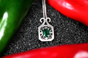 1.24ct Emerald & Diamond Pendant