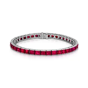 14.00 Carat Burmese Ruby Line Bracelet