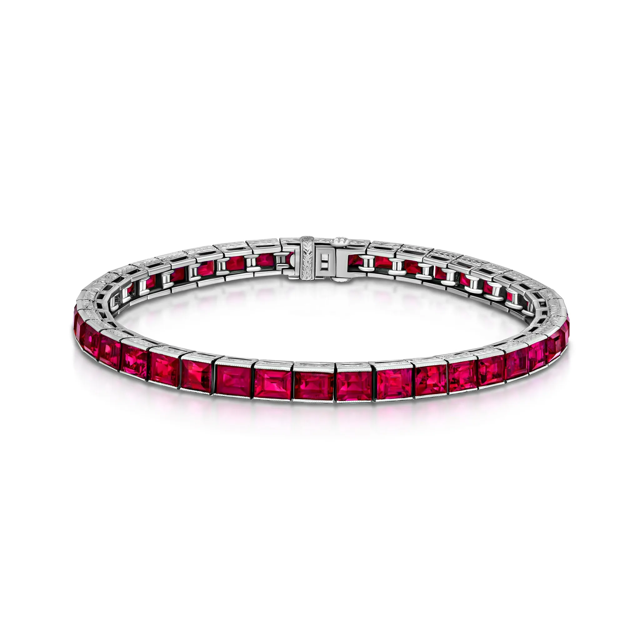 14.00 Carat Burmese Ruby Line Bracelet