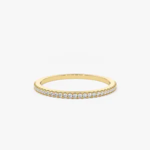 14K Gold Half Eternity Micro Pave Diamond Ring