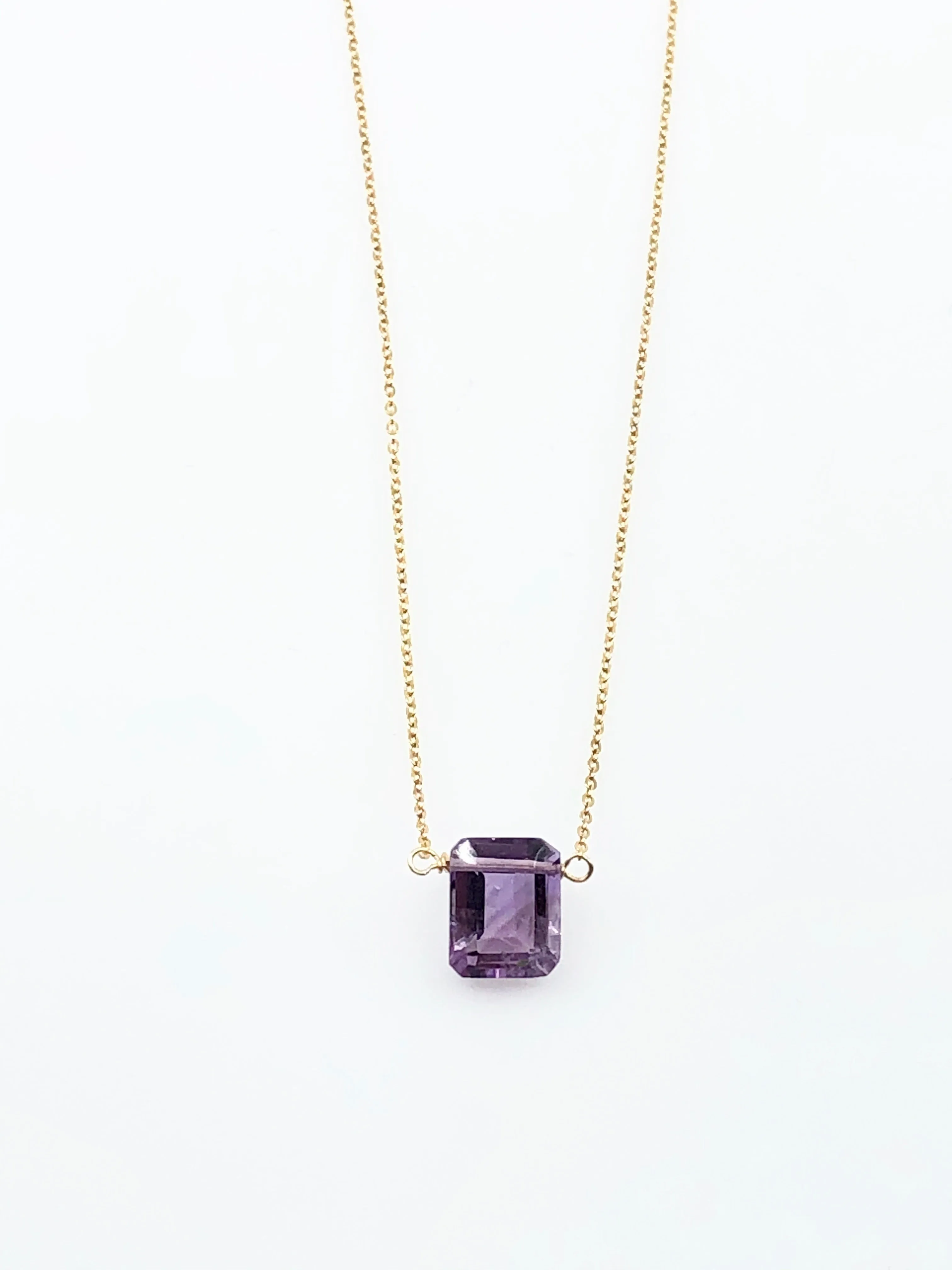 Amethyst Emerald Cut Necklace