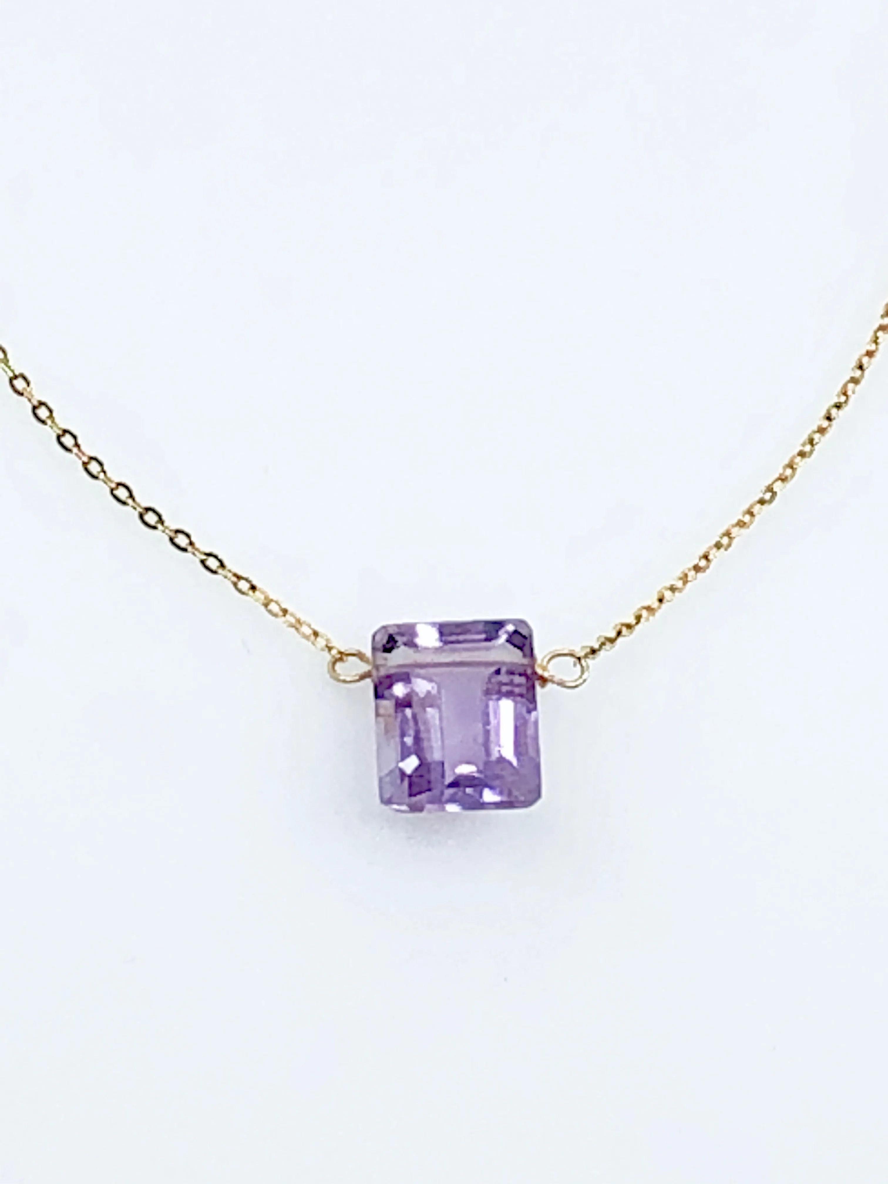 Amethyst Emerald Cut Necklace