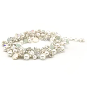 Aquamarine Pearl Cluster Bracelet