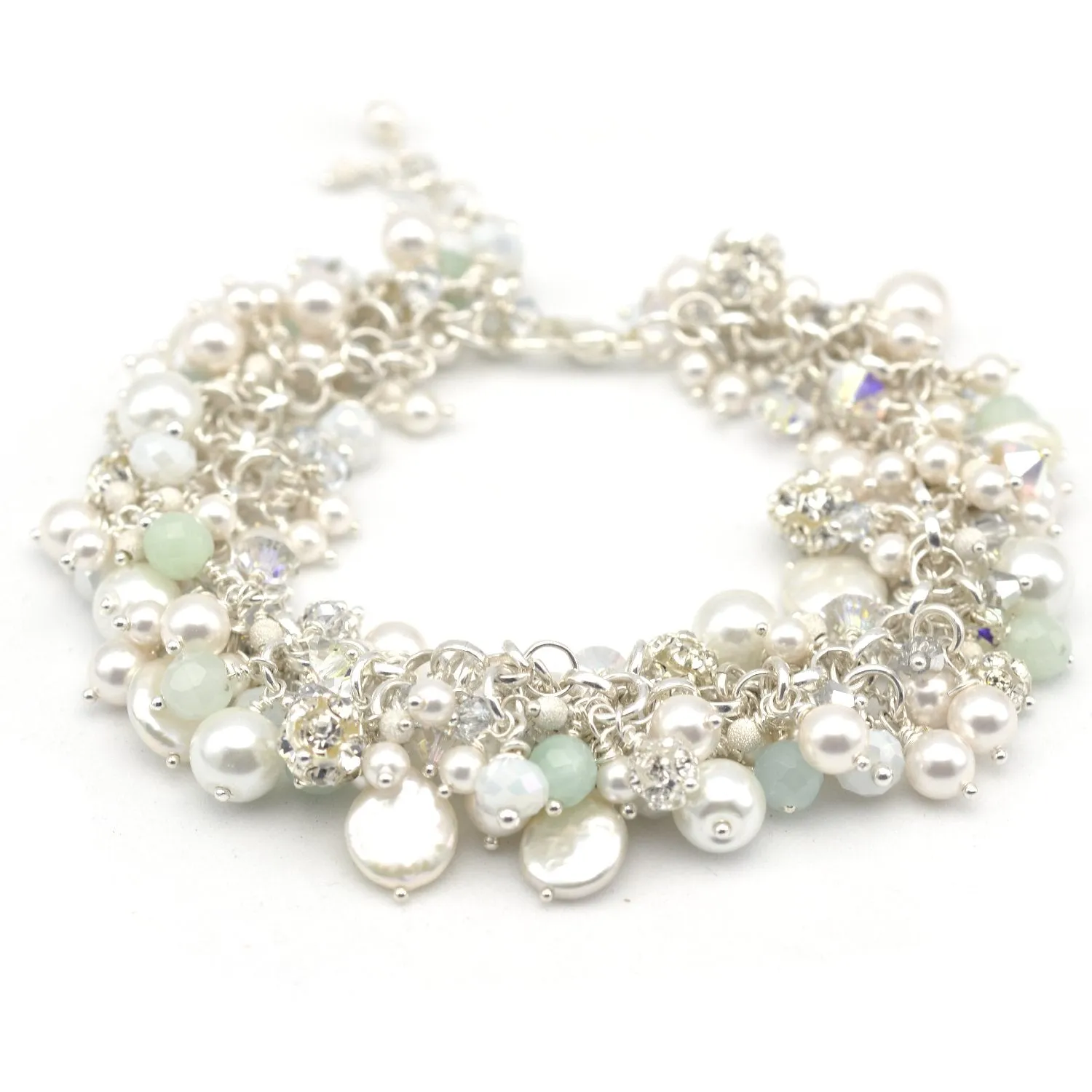 Aquamarine Pearl Cluster Bracelet