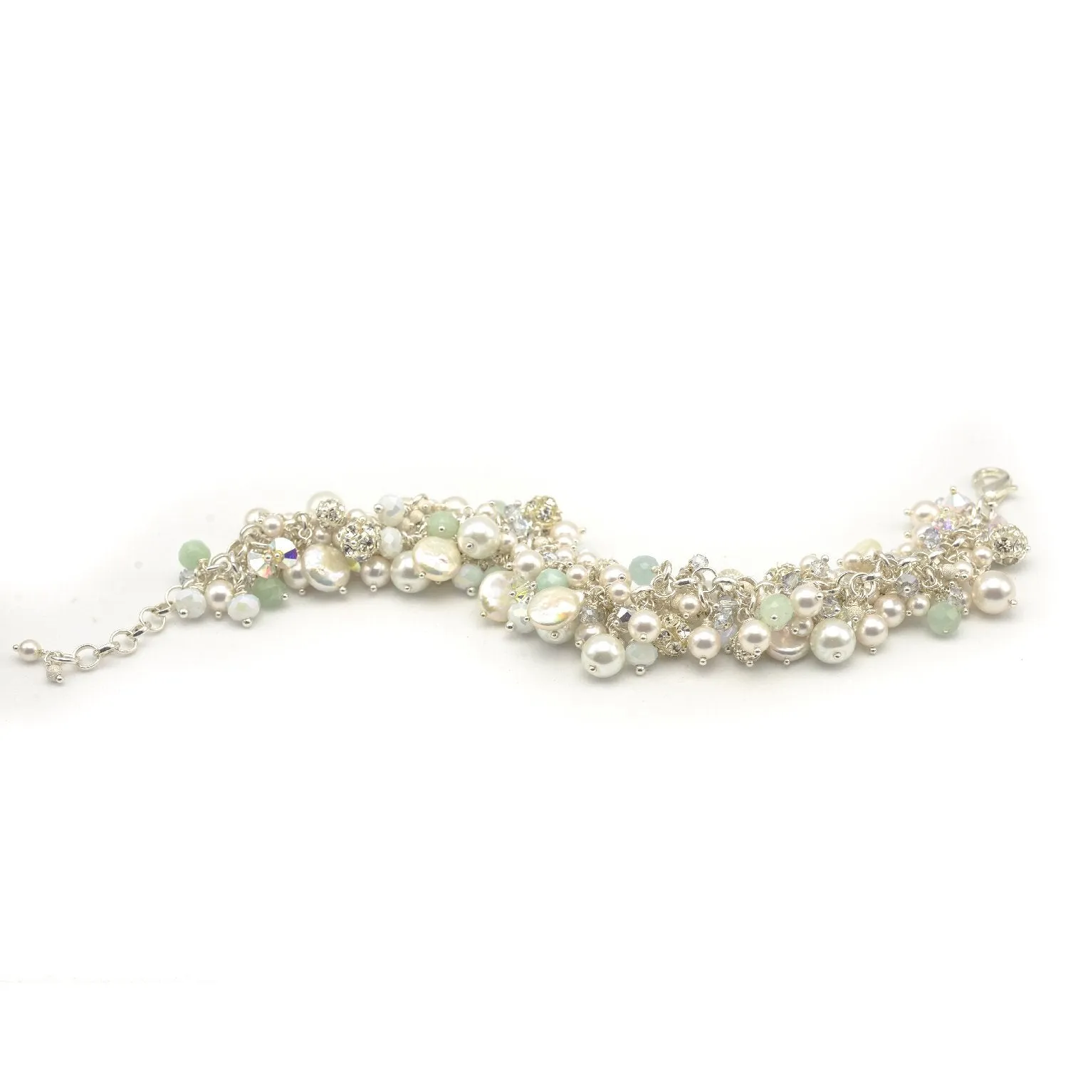 Aquamarine Pearl Cluster Bracelet