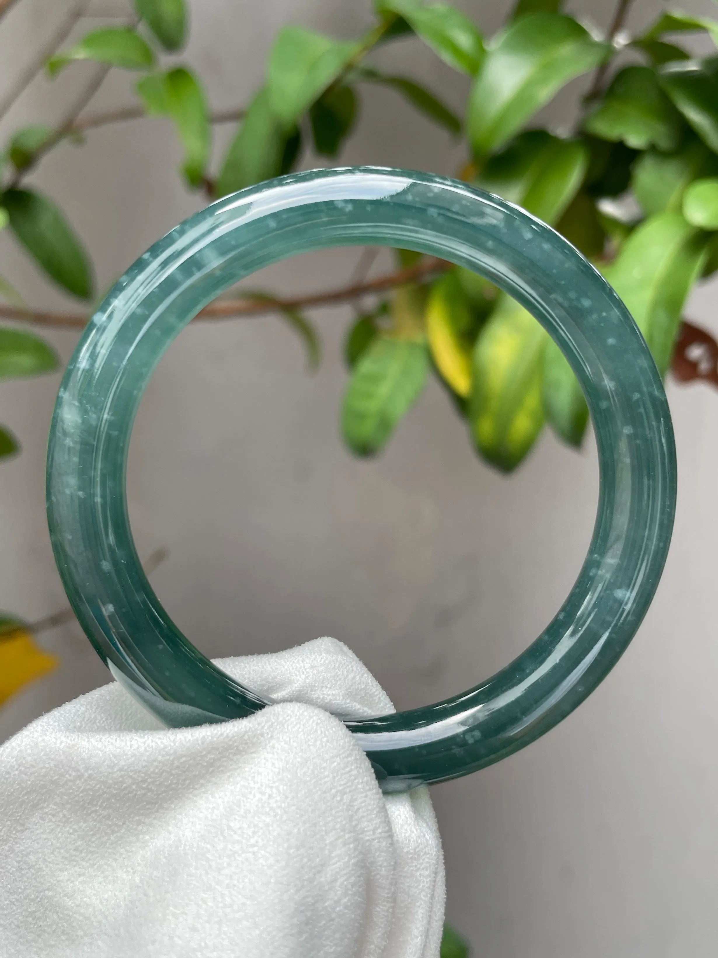 Bluish Green Jade Bangle | 56mm (NJBA045)