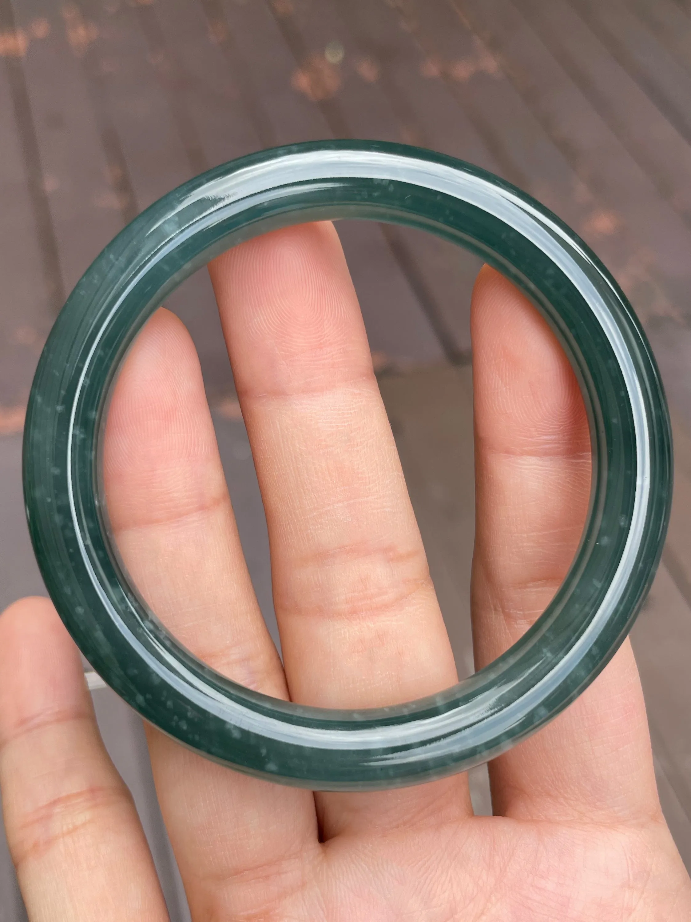 Bluish Green Jade Bangle | 56mm (NJBA045)