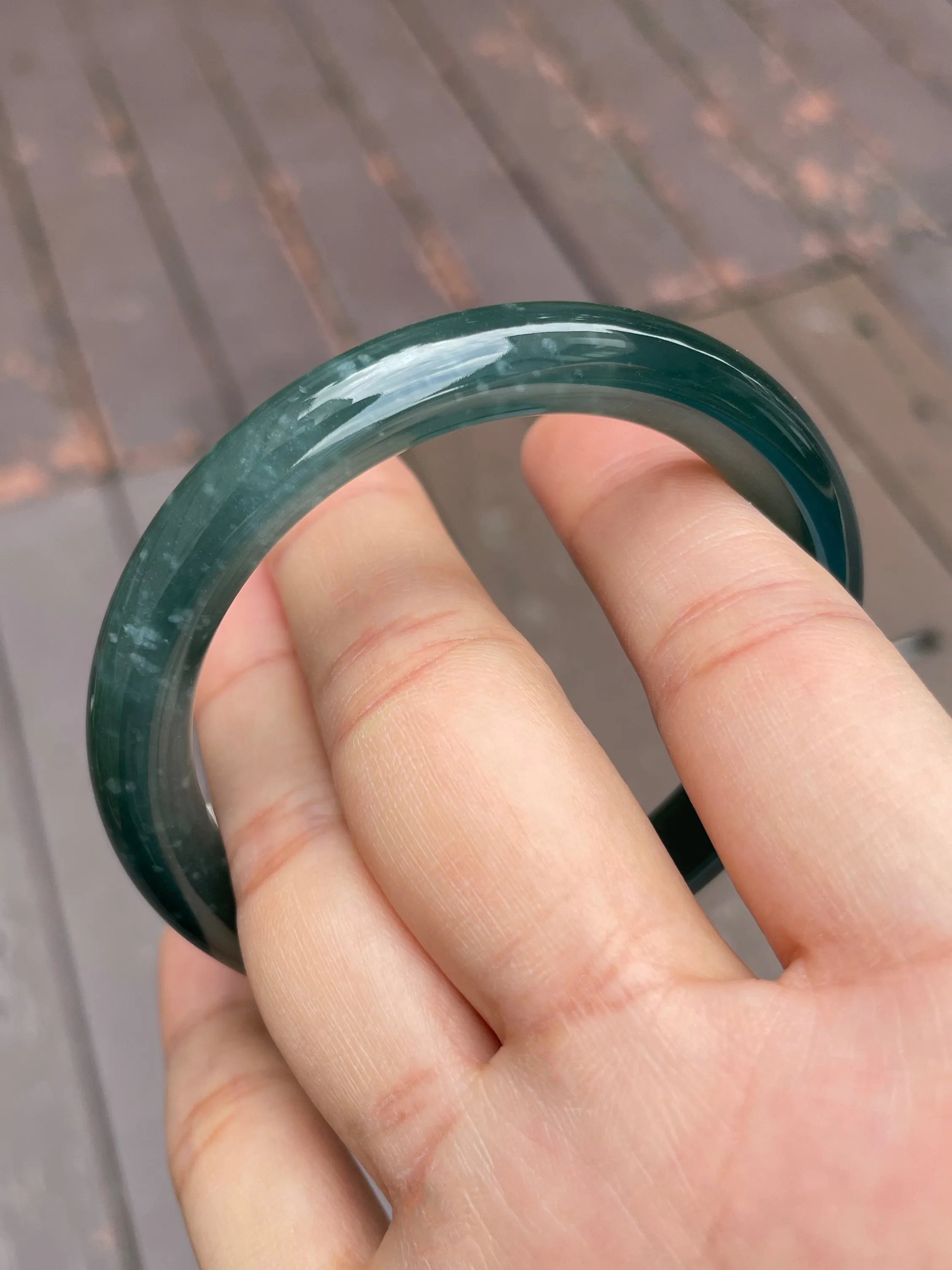 Bluish Green Jade Bangle | 56mm (NJBA045)