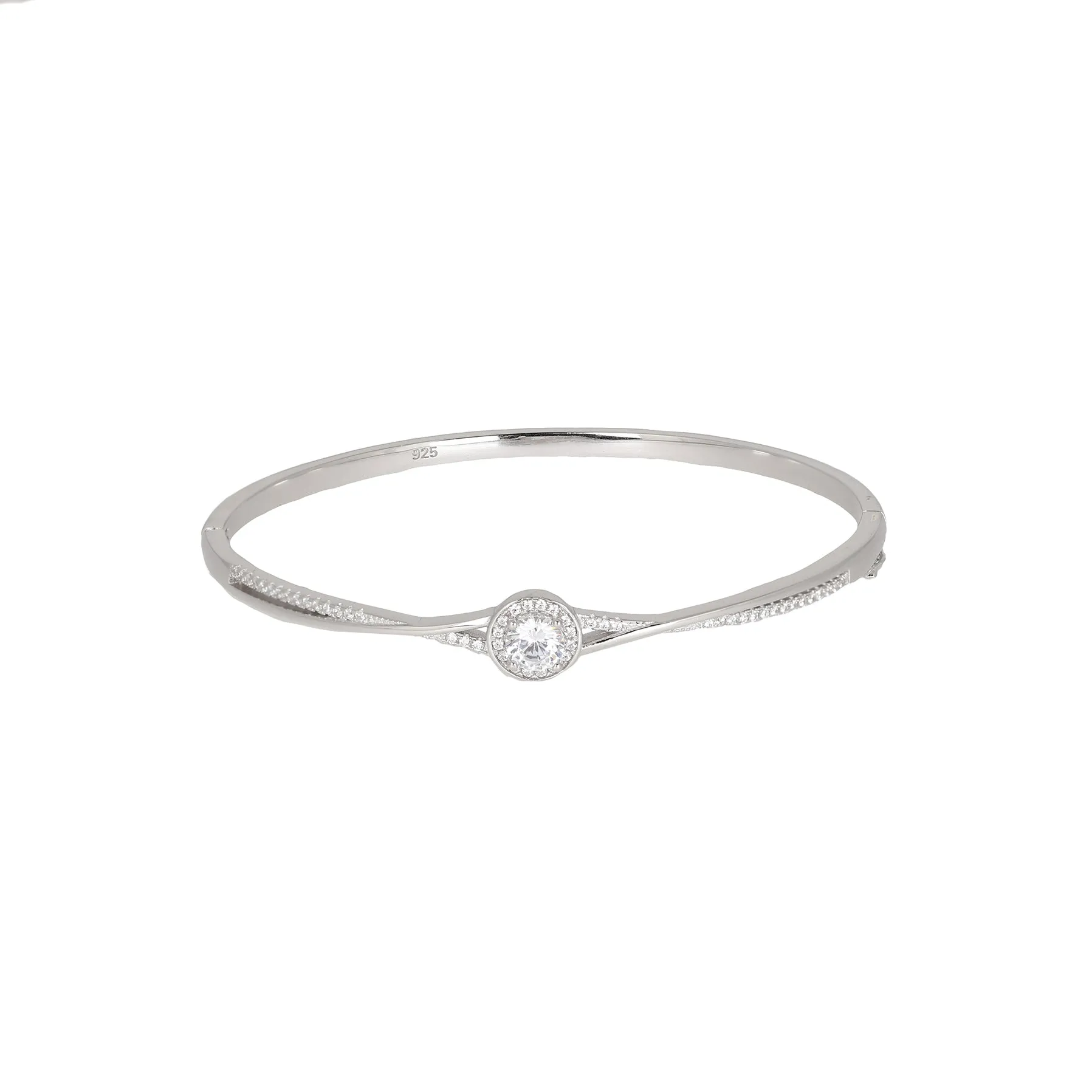 Circular Crossover Sterling Silver Bangle