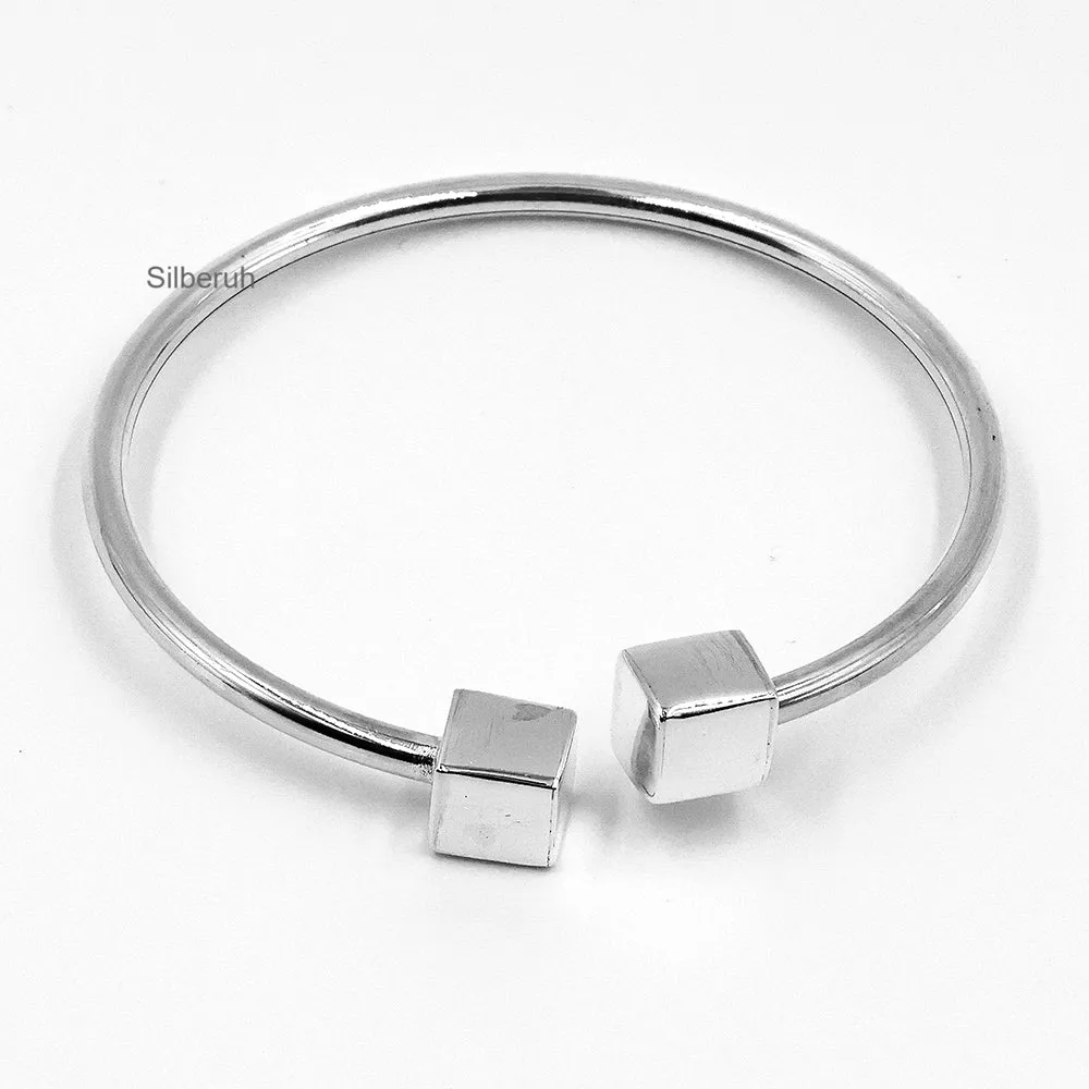 Cube Silver Bangle