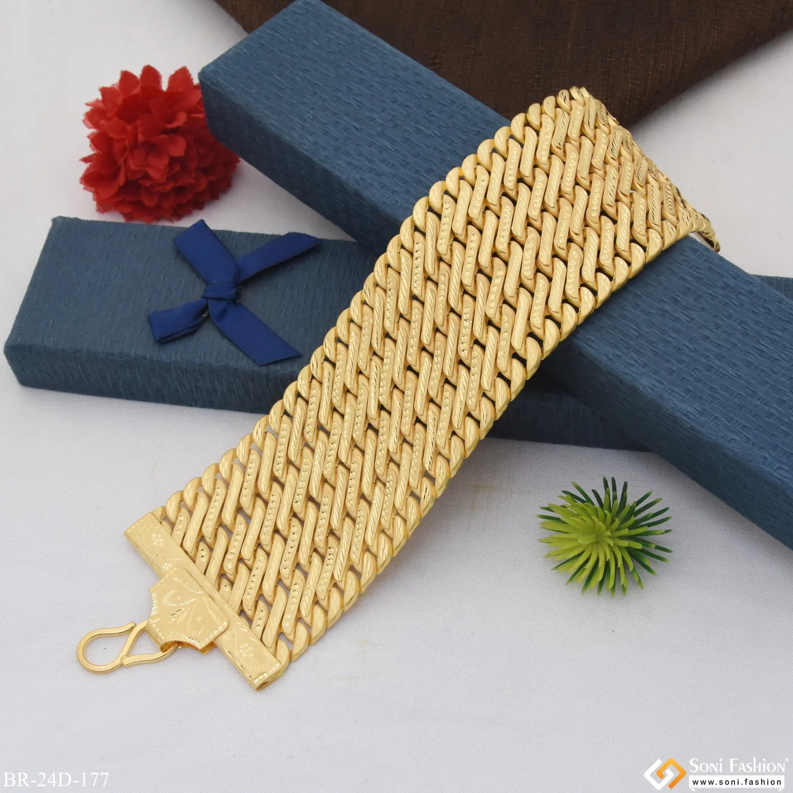Designer Design Best Quality Gold Plated Pokal Bracelet for Men - Style D177