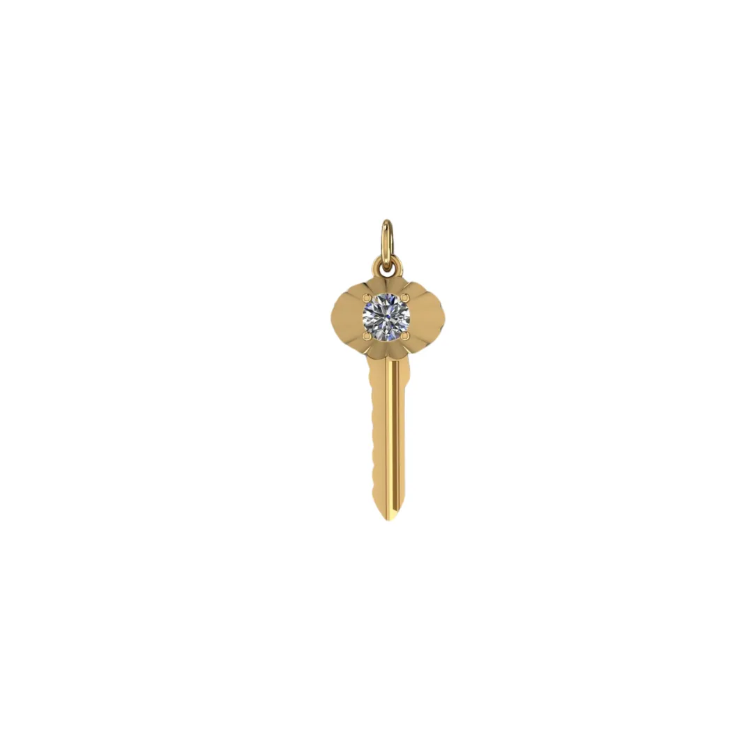 Diamond Scalloped Key Pendant