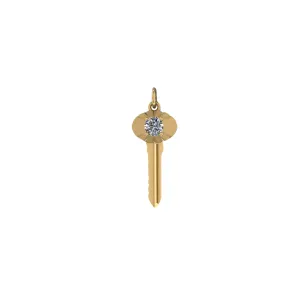 Diamond Scalloped Key Pendant