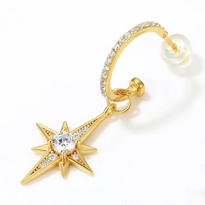 Earrings Zircon 925 Silver Asymmetric Earrings