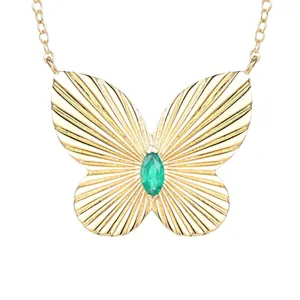 Emerald Butterfly Necklace 20x24mm
