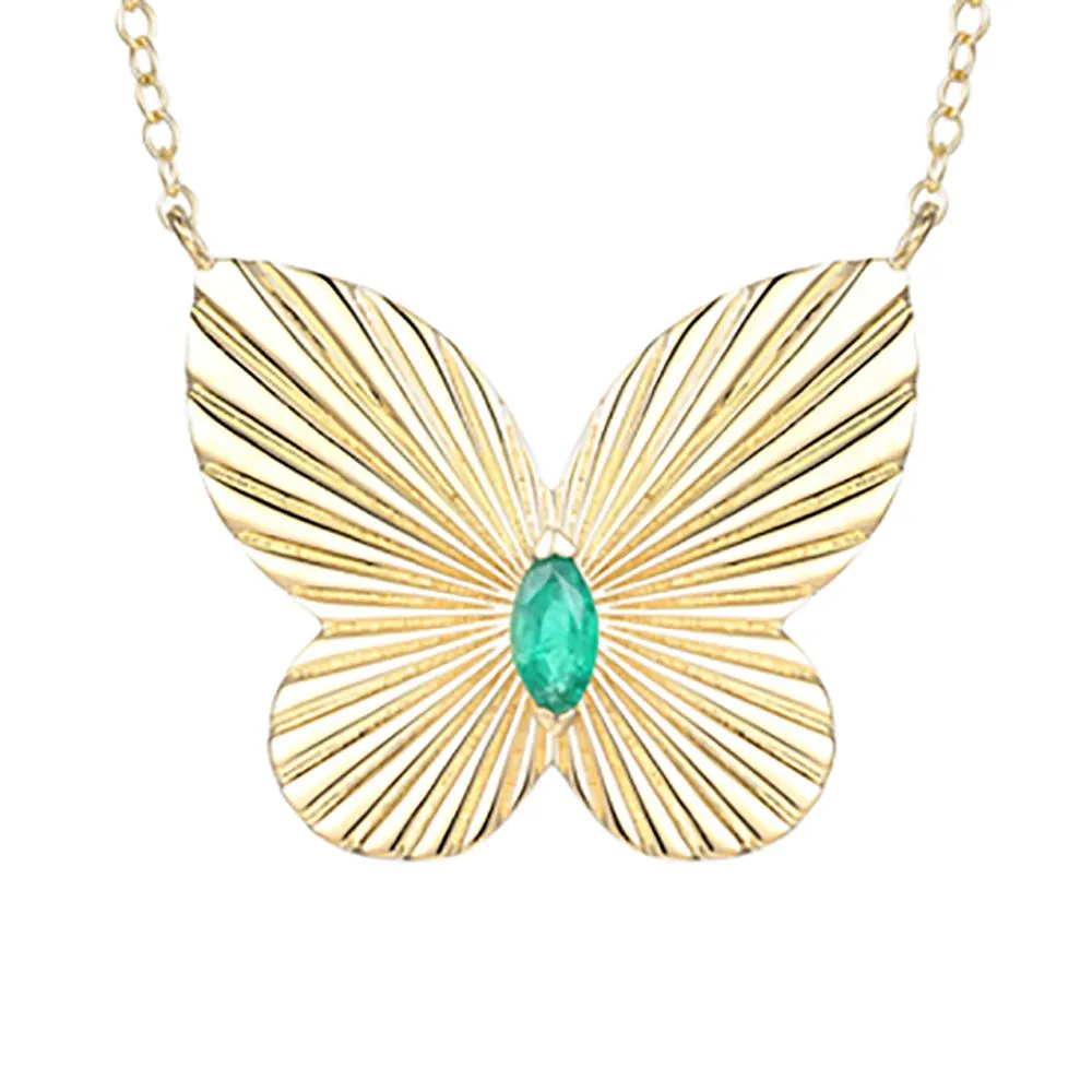 Emerald Butterfly Necklace 20x24mm