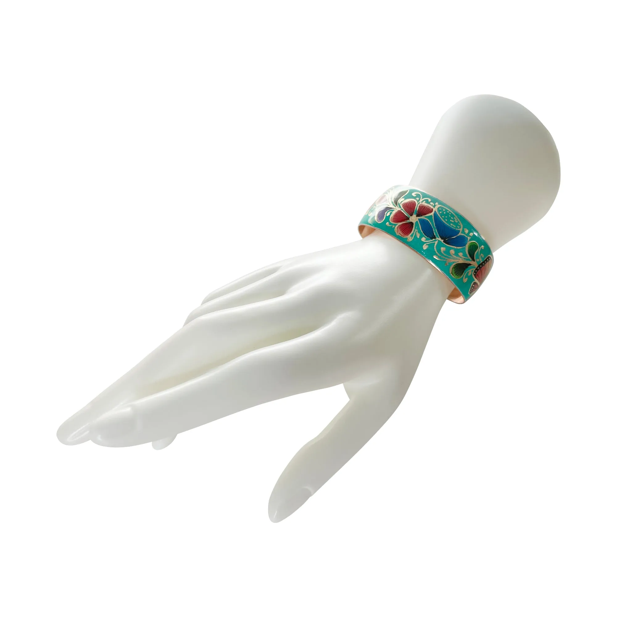 Flowered Turquoise Copper Bracelet