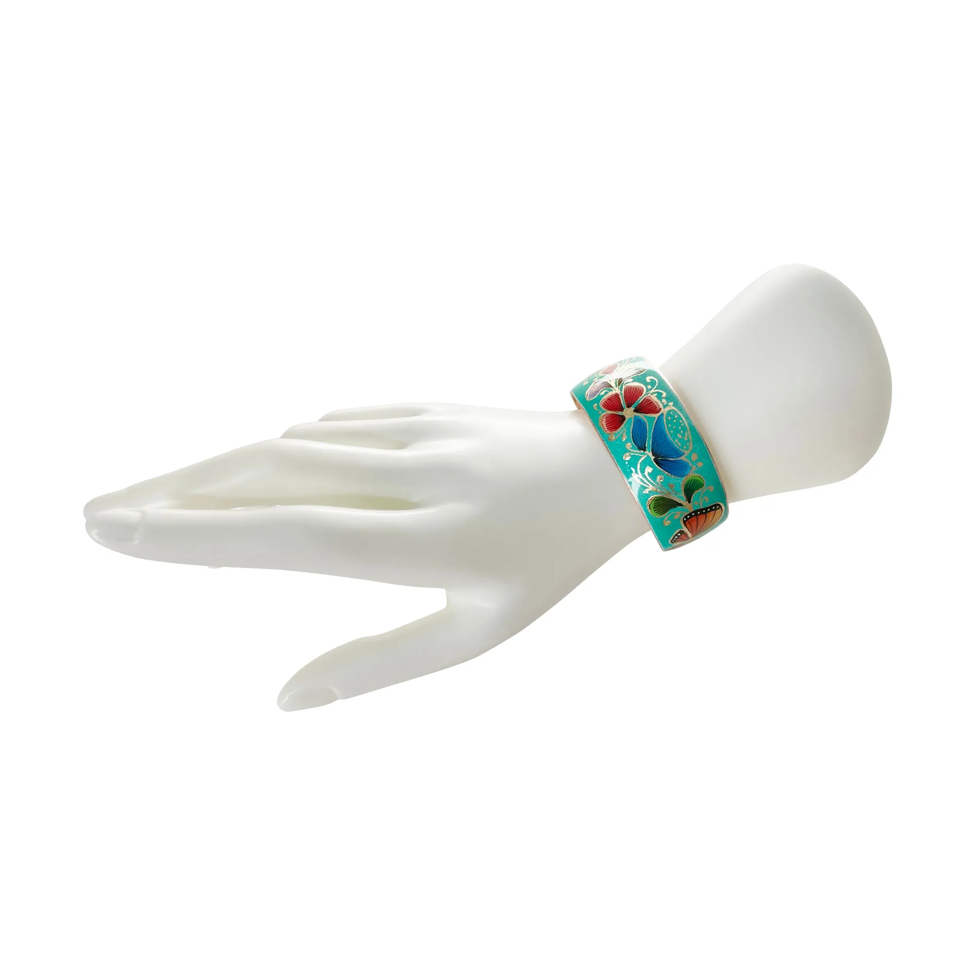 Flowered Turquoise Copper Bracelet