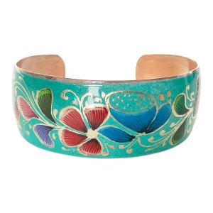 Flowered Turquoise Copper Bracelet