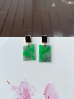Green With Black Jade Earrings (NJE227)