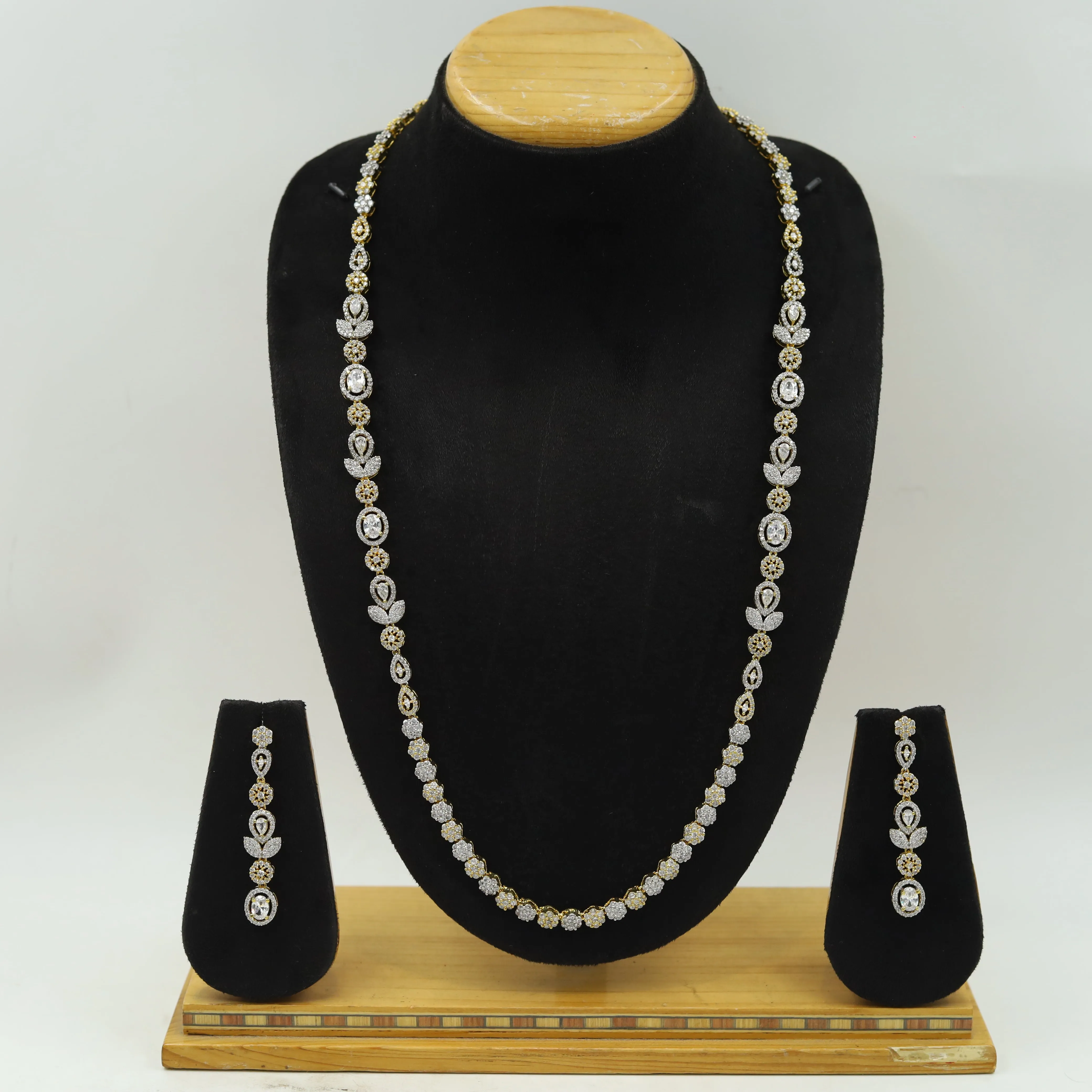 Long Neck Zircon/AD Necklace Set 11815-31
