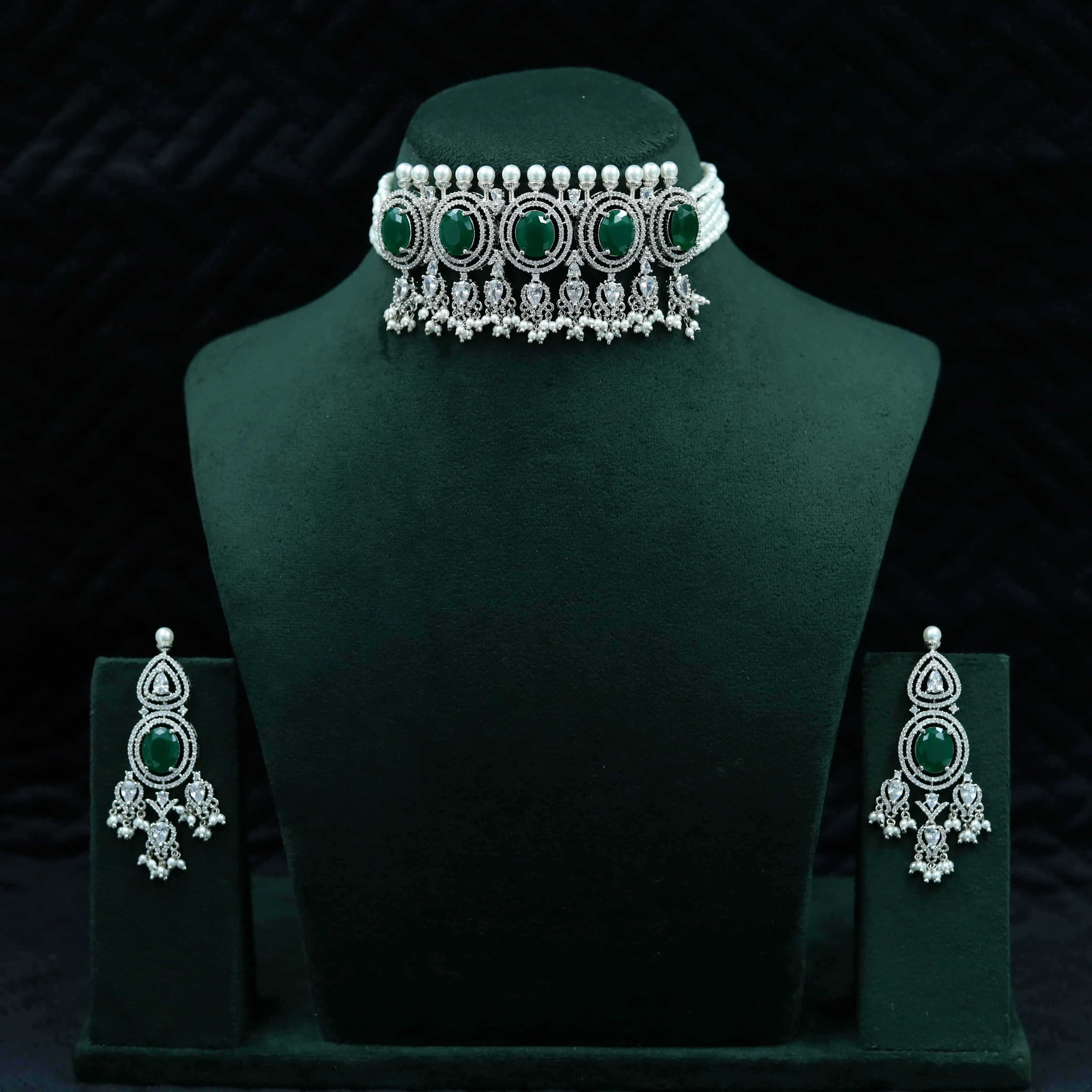 Manish Malhotra Inspired Choker Zircon/AD Necklace Set 11892-69