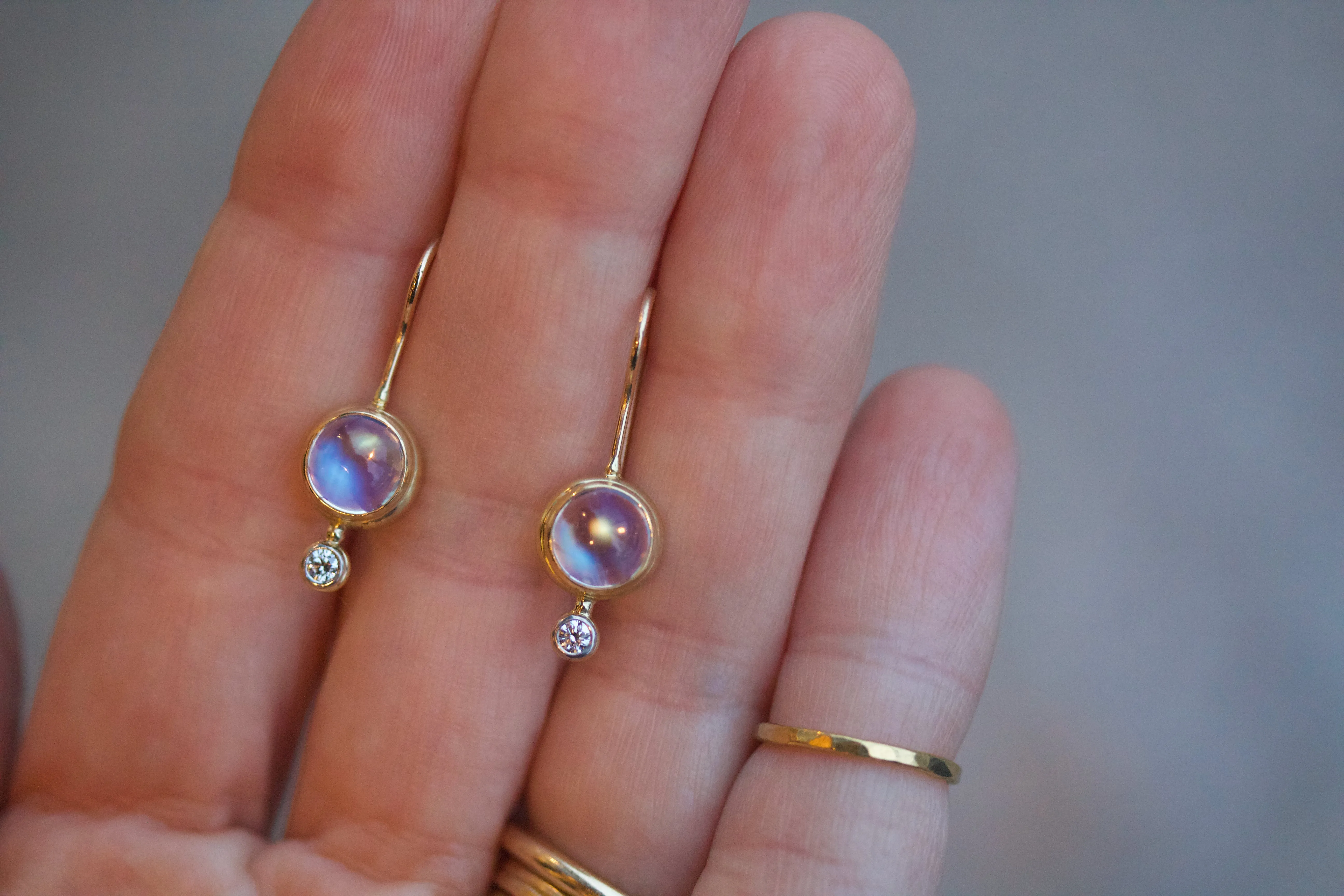 Moonstone & Diamond Earrings