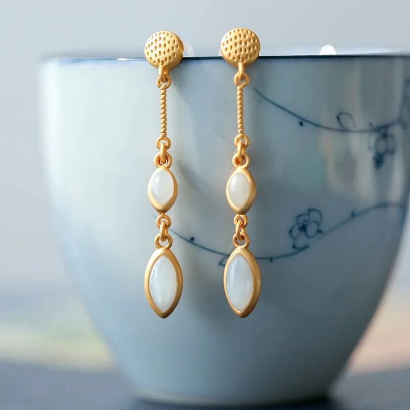 Natural Jade Earrings Jadeite Silver Earrings ZNE151