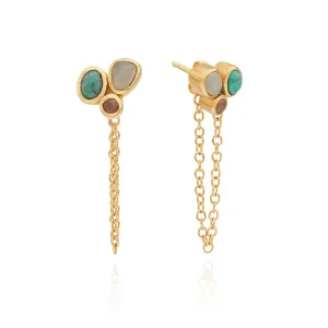 Oasis Cluster-Stone Chain Earrings - Gold - ER10354-GWMTS