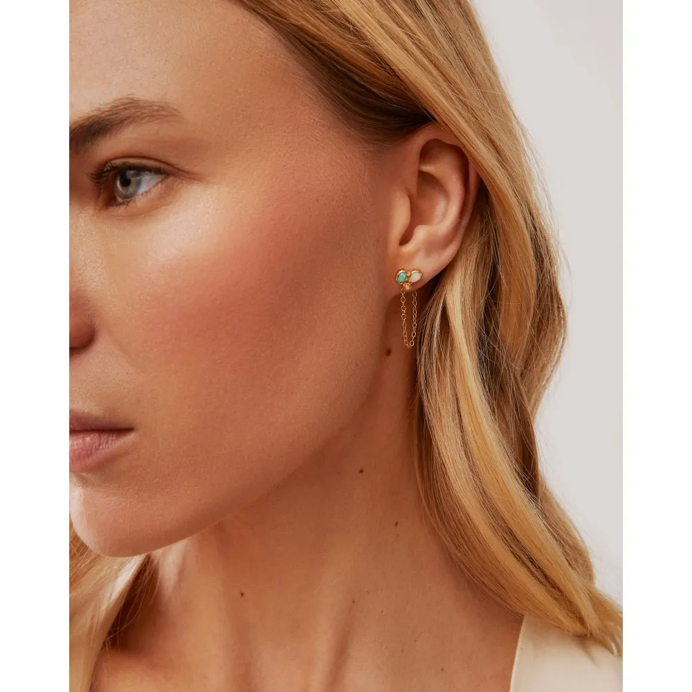 Oasis Cluster-Stone Chain Earrings - Gold - ER10354-GWMTS