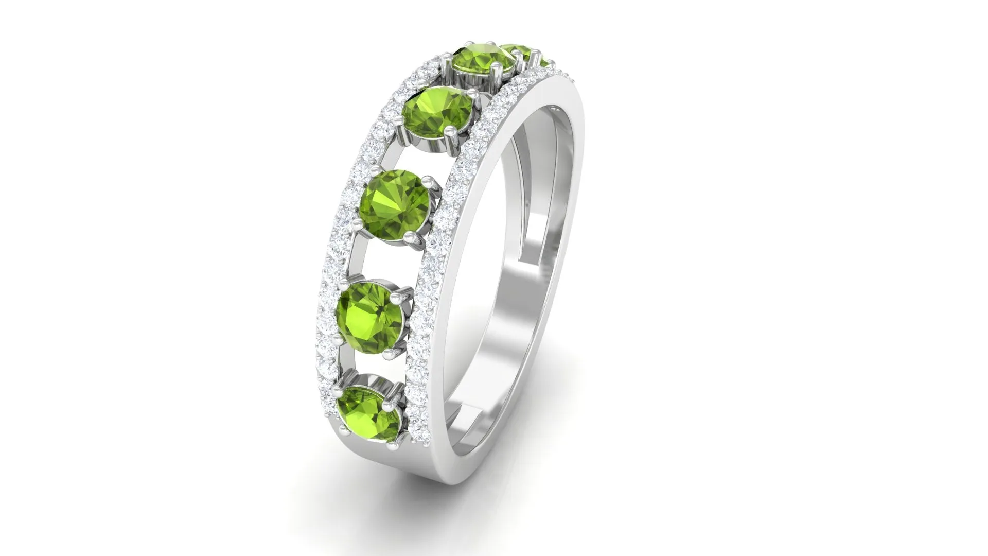 Peridot Anniversary Ring with Diamond