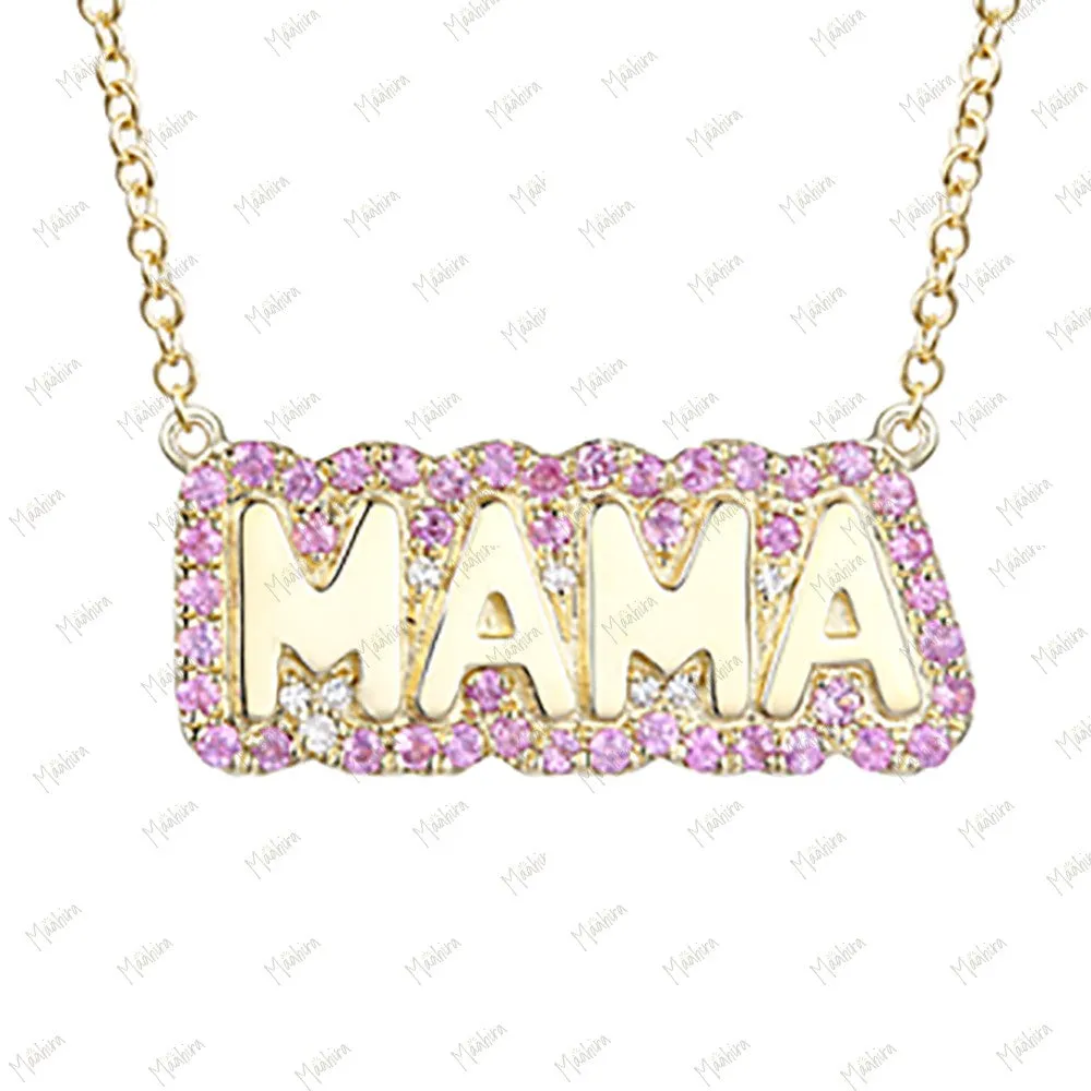 Pink Sapphire Bubble Mama Pendant Necklace 16"17"18"