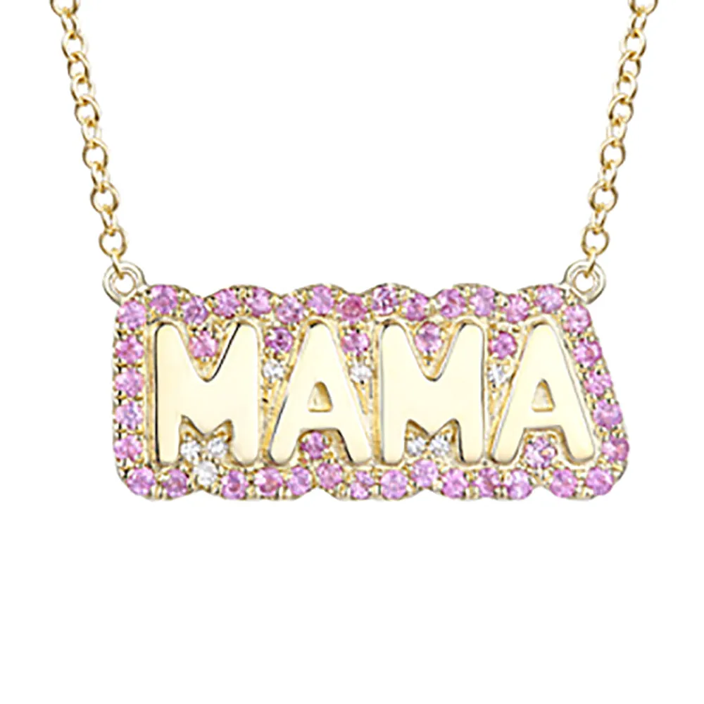 Pink Sapphire Bubble Mama Pendant Necklace 16"17"18"