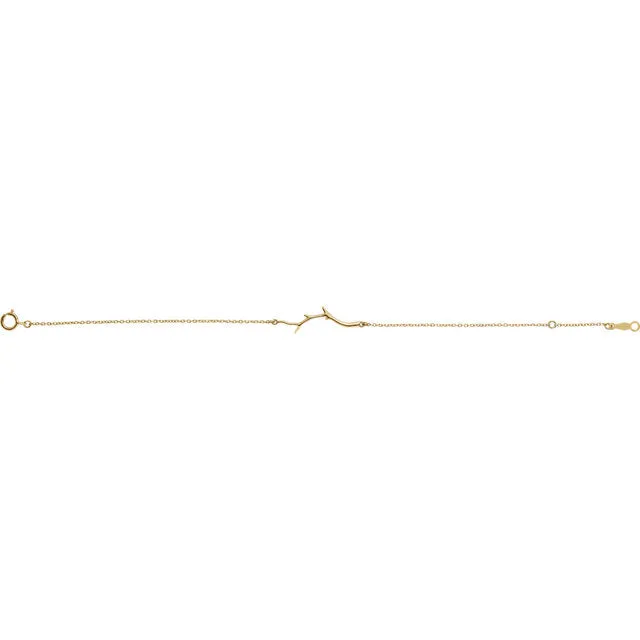 Platinum 14k Yellow Rose White Gold Branch Bar Bracelet