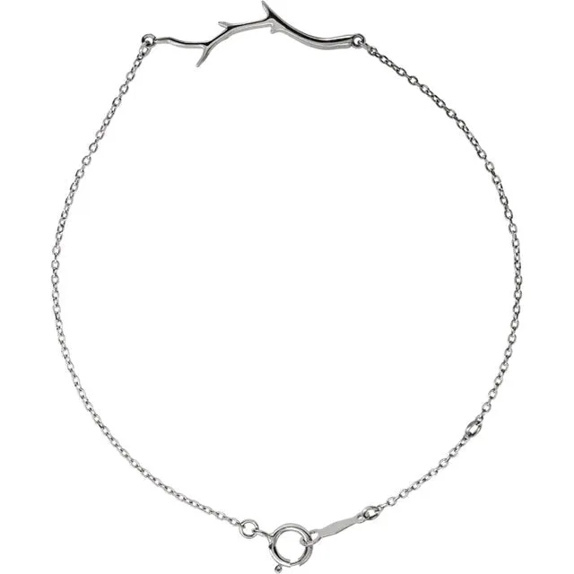 Platinum 14k Yellow Rose White Gold Branch Bar Bracelet