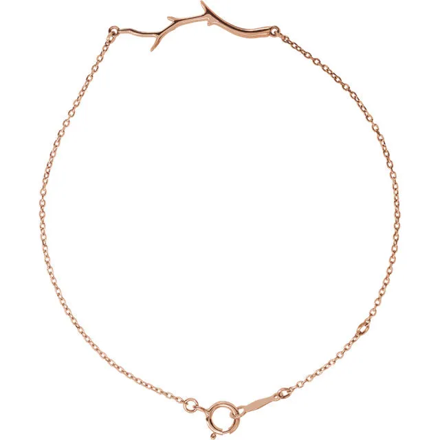 Platinum 14k Yellow Rose White Gold Branch Bar Bracelet