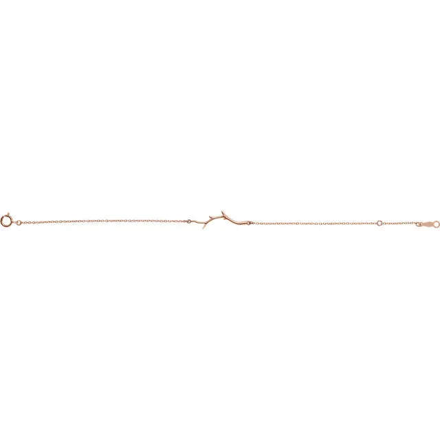 Platinum 14k Yellow Rose White Gold Branch Bar Bracelet