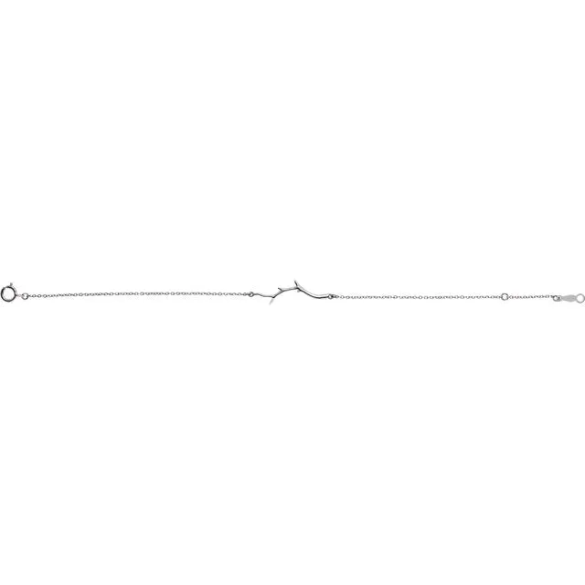 Platinum 14k Yellow Rose White Gold Branch Bar Bracelet